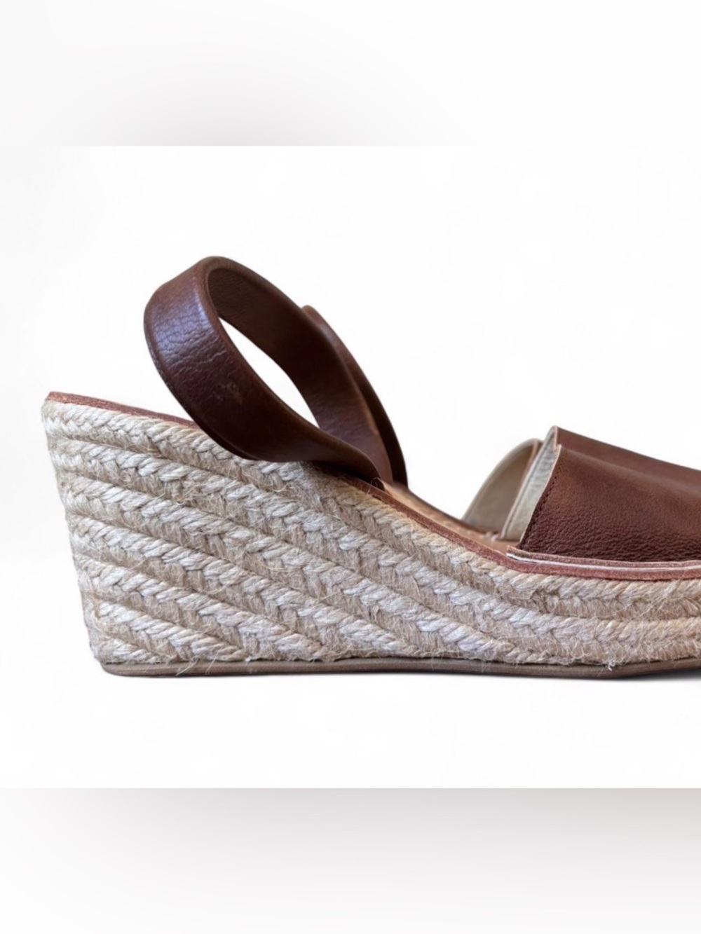 S'avam Leather Menorcan Avarca Wedge Sandals Size 40 us 9 Women's Brown Color - Picture 6 of 7